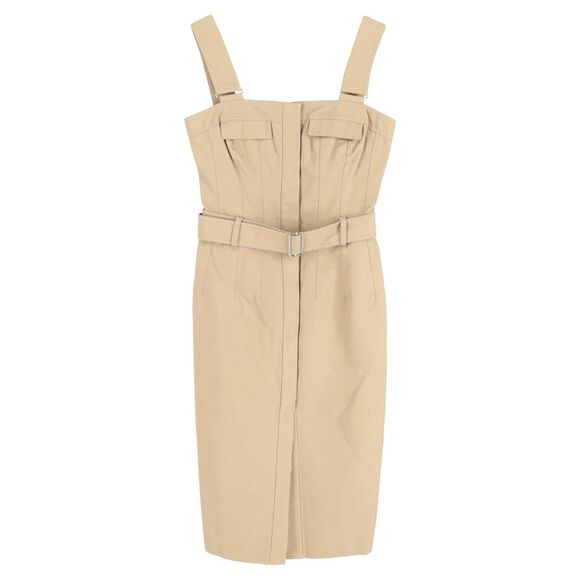 Alexander McQueen Midi Dress in Beige Cotton